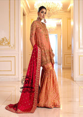 Strawberry Blonde Short Shirt with Gharara Best Pakistani Wedding Dresses Coral Spring Florida USA Gharara Suits