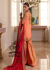 Strawberry Blonde Short Shirt with Gharara Avant-garde designs Pakistani Wedding Dresses Coral Spring Florida USA Gharara Suits