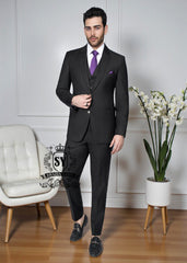 Buy Men's Three-Piece Tailored Suits Canberra Australia Men's Suit with Waistcoat Stylish Black Suits