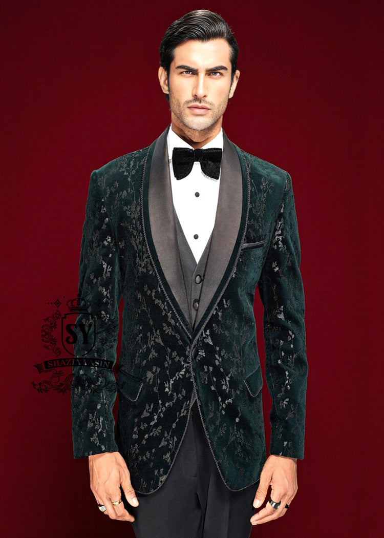 Black Metallic Wildflower Embroidered Tuxedo San Francisco California CA USA Unique Men's Bespoke Tuxedo Suits