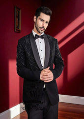 Designer Grooms wear Tuxedo Baltimore Maryland USA Bespoke Tuxedo Suits for Men's Total Black Wedding Outfit