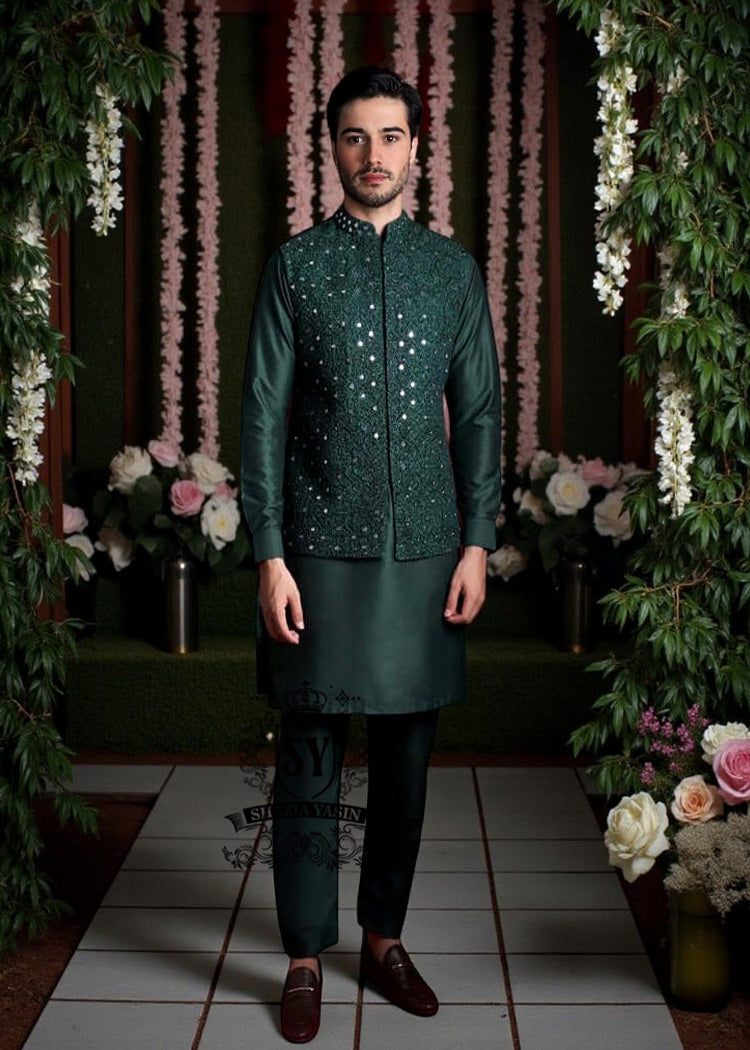 Buy Fully Embroidered Waistcoats For Men Tyne and Wear London UK Mirror work Men's Waistcoat for Mehndi Ceremony