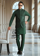 Heavy Embroidered Waistcoat Portsmouth Virginia USA Men's Emerald Green Waistcoats for Mehndi or Dholki