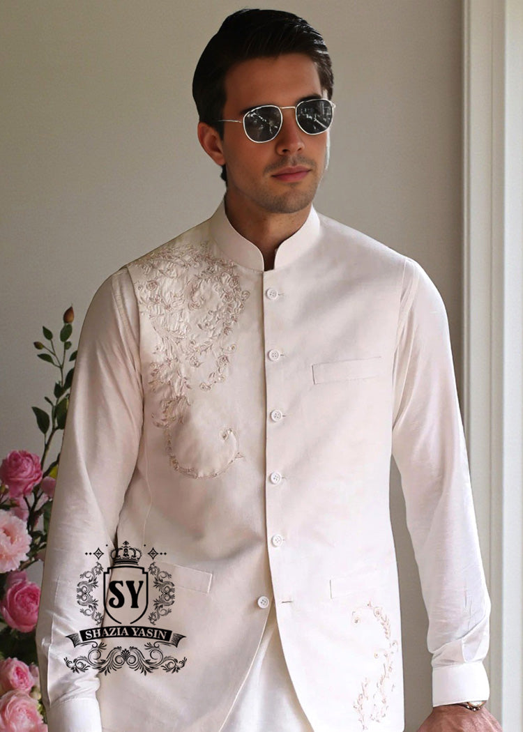 Men's Light Cream Waistcoats Chesapeake Virginia USA Designer Waistcoats for Best Friends Wedding