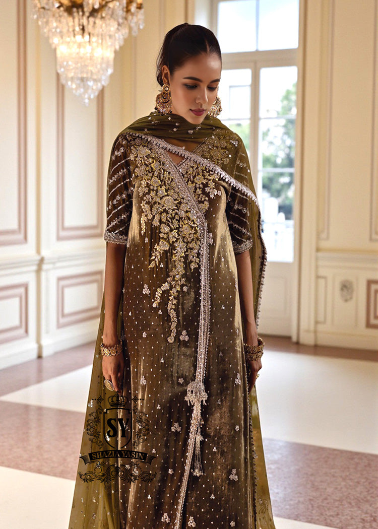 Stunning A-Line Angrakha Frock Green Street UK Buy Pakistani Angrakha Frocks Wedding Party Dresses