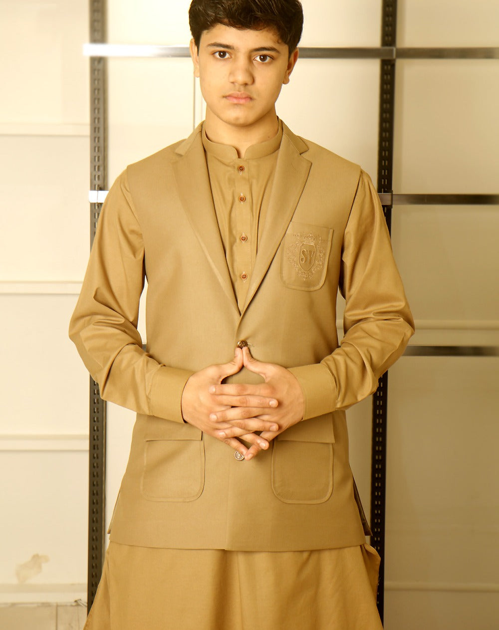 Earth Yellow Waist Coat for Men with matching Shalwar Kameez UK