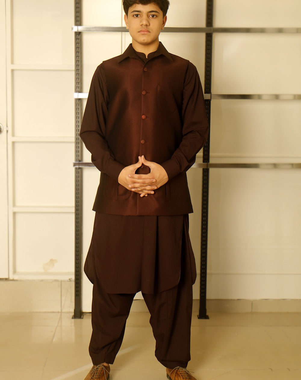 Burgundy Waistcoat With that combines refined style with Shalwar Kameez