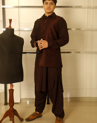 Burgundy Waistcoat With that combines refined style with Shalwar Kameez