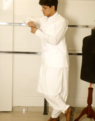 White Waistcoat With Shalwar Kameez Perfect combination of Timeless elegance