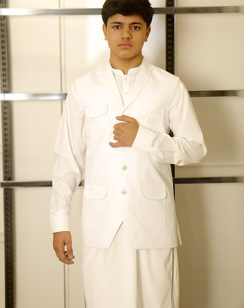 White Waistcoat With Shalwar Kameez Perfect combination of Timeless elegance