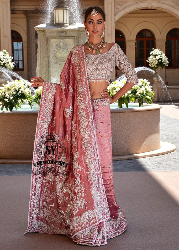 Brilliant Rose Wedding Saree Houston Texas TX USA Precious and Sparkling Pakistani Designer Bridal Saree Bridal Collection