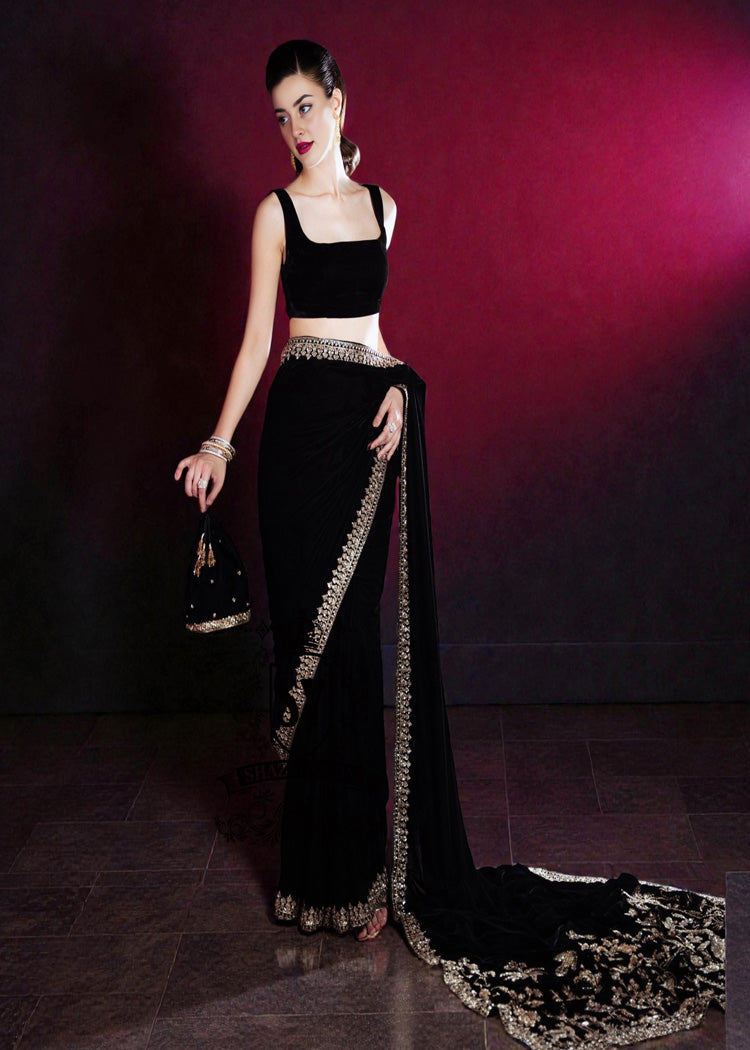 Buy Velvet Saree Dresses Pakistani - Velvet Saree Dress Luxury Designer Clothing | High-End Saree Women Fashion