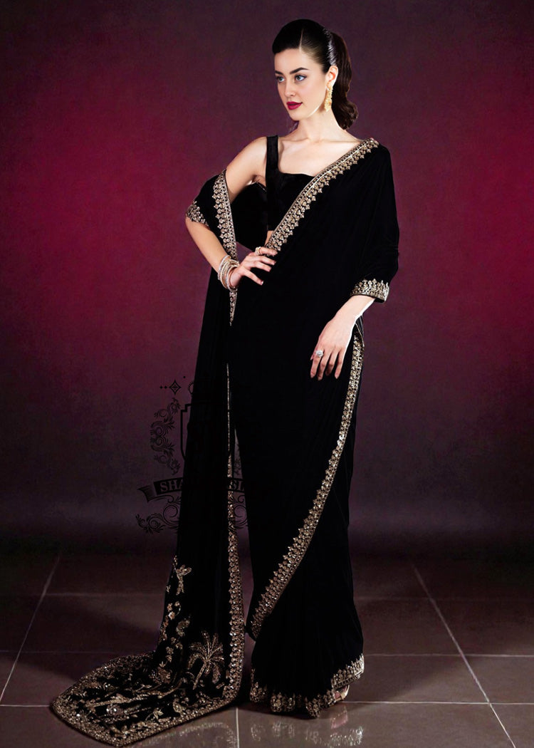 Buy Velvet Saree Dresses Pakistani - Velvet Saree Dress Luxury Designer Clothing | High-End Saree Women Fashion