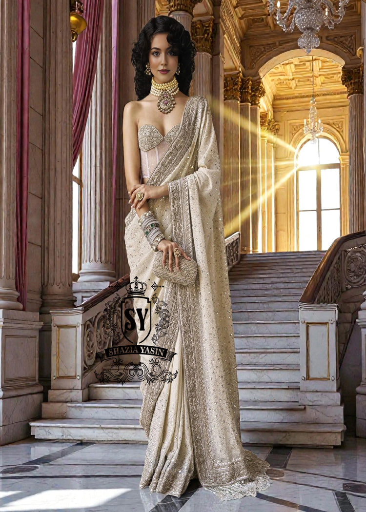 This corset blouse saree is perfect for a true modern princess, with embellishments that take center stage in 2026 and suits all body types.
