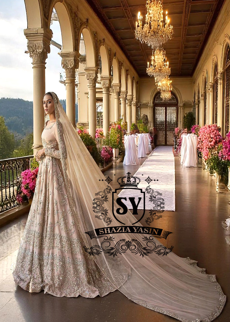 Bridal-Dress-120a Diamond Champagne Tiffany Lehenga and Choli - Image 1