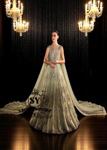 Fortuna Gown with Attached Drape Dupatta Walima Bridal Dresses for Pakistani Brides UK USA Canada