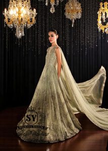 Fortuna Gown with Attached Drape Dupatta Walima Bridal Dresses for Pakistani Brides UK USA Canada
