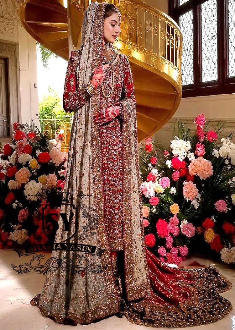 Bridal-Dress-140A Pakistani Designer Farshi Gharara New Braunfels Texas USA Traditional Farshi Gharara Bridal Dress