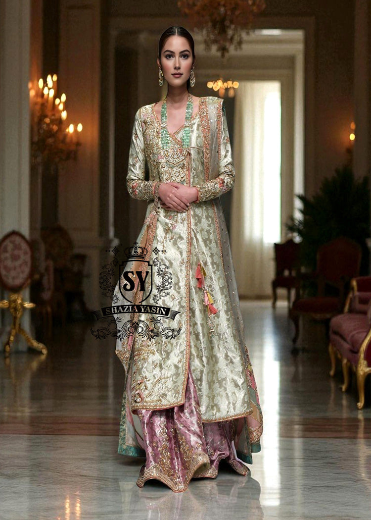 Bridal-Dress-146A Traditional Angrakha Style Bridal Dress San Antonio Texas USA Wedding Gharara Designs Pakistan