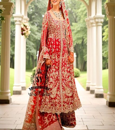 Cardinal Red Bridal Dresses Heavy Bridal Lehenga Farshi Lehengas Dallas Texas USA Bridal Dresses Pakistan