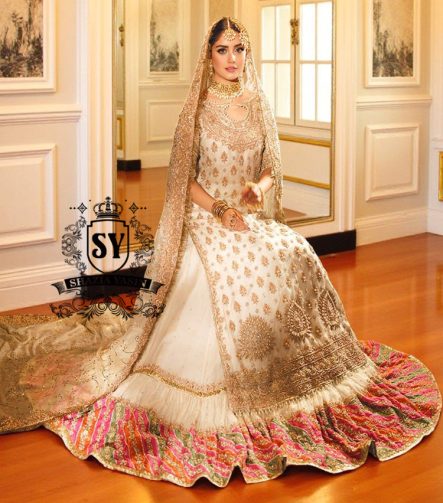 Buy Off-White Chatta Patti Lehenga with long shirt for Nikah Santa Clara California USA Pakistani Indian Wedding Dresses