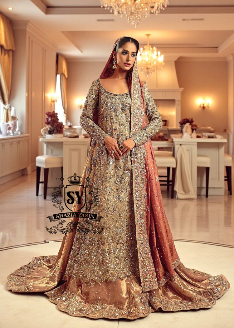 Queen Coral Farshi Lehenga and Long A-Line Shirt
