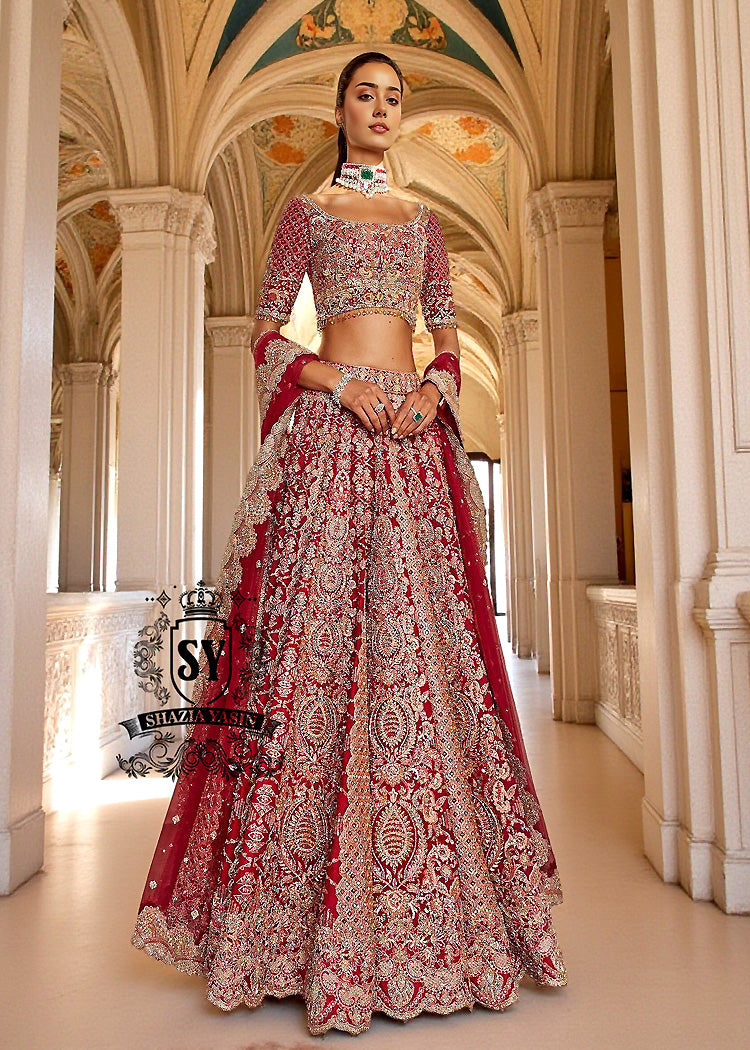 Bridal-Dress-175A Bridal Lehenga Choli Royal Red Dress for Wedding - Image 1