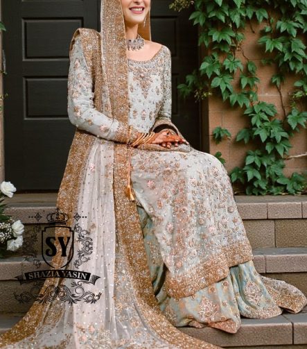 A Bridal dress woven from your dreams: incredibly magnificent, so that you feel like the heroine of your own fairy tale. A Two legged Lehenga silhouette, delicate embellishments, and a whisper of drama.