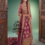 An elegant long Pishwas hand embellished wedding dress designed for the modern bride who wants to truly feel luxury on her wedding day. This dress is ideal for brides searching for a modern wedding dress, farshi bridal lehenga, or a lehenga wedding dress with train.
