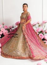 This Bridal dress is the true embodiment of elegance: delicate, silky Lame envelops the Lehenga silhouette, emphasizing every movement. Rich decoration creates a radiant effect - exquisite embroidery with pearls, beads and crystals adds depth and noble shine.