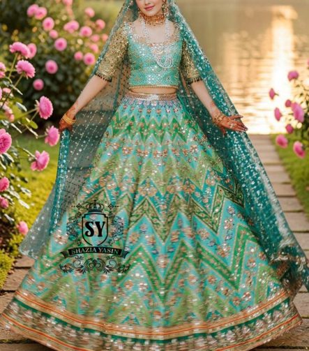 Every bead caught the light, every embellishments detail told a story — a whimsical, luxurious Pakistani wedding of our stunning bride in the exquisite embellished lehenga choli bridal dress.