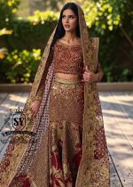 Obsessed with this sweetheart neckline glitter bridal dress. The cathedral train adds the perfect touch of elegance. The delicate shimmer and flattering lehenga silhouette make it a dream for any bride. Perfect for a romantic ceremony or a grand celebration.