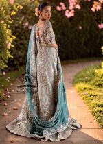 Exquisite bride in Lucky, luxe, flawless bridal dress with a fitted A-line gown & lehenga that flatters beautifully. Incredibly delicate look in the Aero Blue Bridal dress.