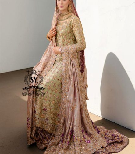 Winter Hazel - Luxury Pakistani Bridal Dress with Farshi Lehenga | Shazia Yasin The Bride's Zone