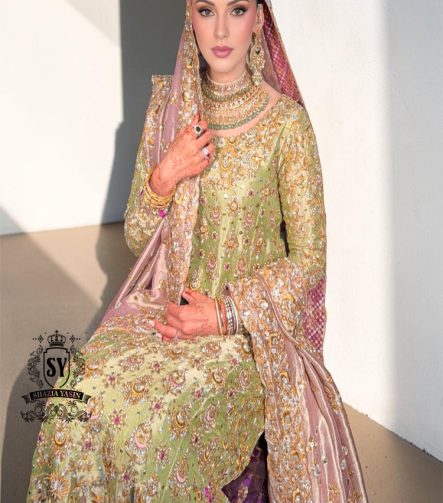 Winter Hazel - Luxury Pakistani Bridal Dress with Farshi Lehenga | Shazia Yasin The Bride's Zone
