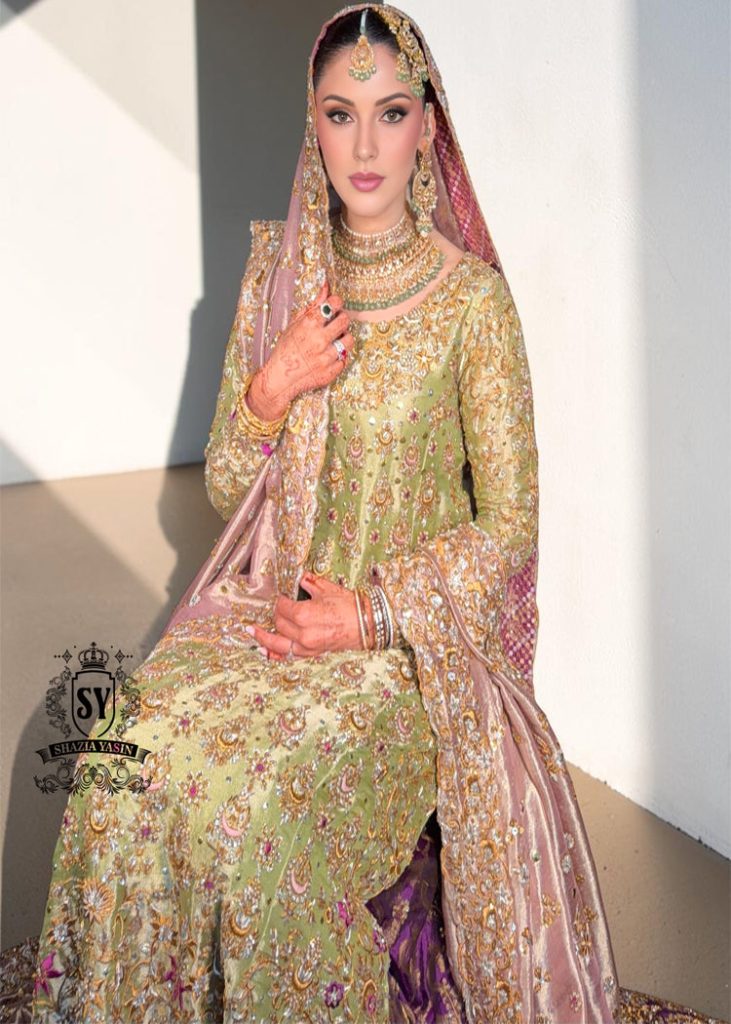 Winter Hazel - Luxury Pakistani Bridal Dress with Farshi Lehenga | Shazia Yasin The Bride's Zone