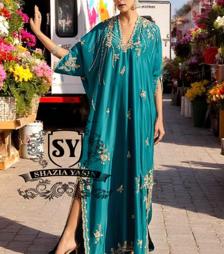 Luxury Kaftan Style Dress With Royal Embellishments UK USA Canada Australia Kaftan Dresses Design in Pakistan