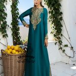 As wedding season blooms, make a sophisticated statement with our exquisite Teal Kaftan dress, crafted from pure raw silk and embellished with intricate dapka, naqshi, and cutdana embroidery. Every detail is carefully designed to highlight your unique radiance and individuality, perfect for any special occasion where you want to be the most spectacular.