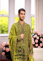 Olive Green Embroidered Kurta for Wedding Events Lawrenceville New Jersey NJ USA Grooms Kurta for Haldi and Mehendi