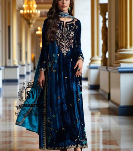 Latest Pakistani Party Wear Online Bridgeview Illinois USA Plush Velvet Party Dresses Low Priced