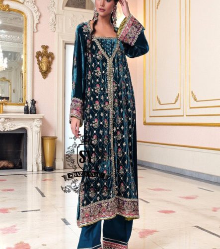 Avant-garde designs Pakistani Wedding Party Outfit Saddle River New Jersey USA Velvet Embellished Bridal Party Outfits