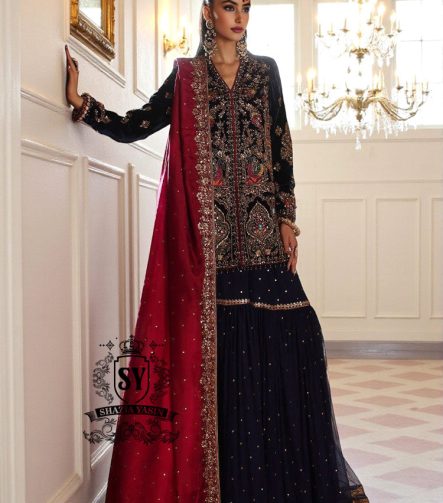 Pakistani Bridal Party Dress with Gharara Fairfax Maryland USA Bridal and Formal Gharara Collection
