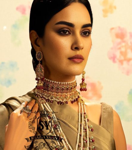 Buy 925 Sterling Silver Ruby Bridal Jewellery Set Diamond Choker Set Artificial Diamond Choker with Rani haar and Jhumka Earrings