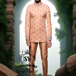 Deep Peach Prince Coat Newcastle England UK Buy Embroidered Prince Coat Designer Prince Coat Suits