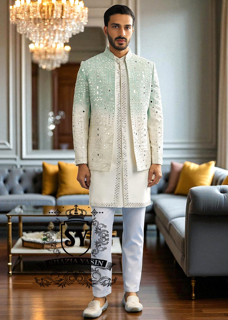 PrinceCoat308A Traditional Prince Coat Suits Baltimore Maryland USA Mirror Embroidered Prince Coat Brands in Pakistan