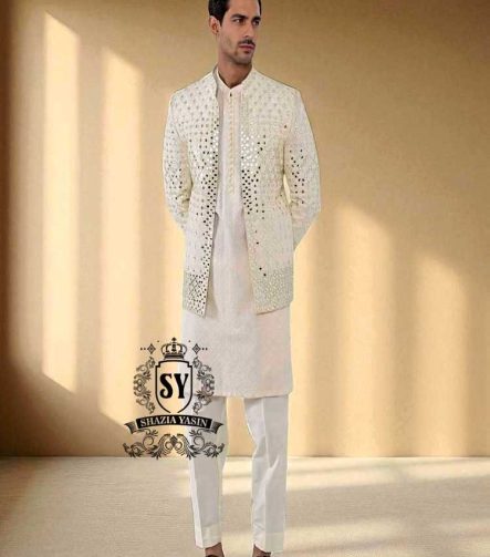Most Stylish Menswear Prince Coat for Man Wedding Collection Formal Prince Coat Pakistani Designer Prince Coats