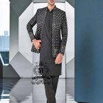 Mid-Night Black Prince coat Mens Prince coat Telford London UK Pakistan Designer Mirror Embroidered Prince Coat