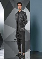 Perfect Mid-Night Black Prince coat Mens Prince coat Telford London UK Pakistan Designer Mirror Embroidered Prince Coat