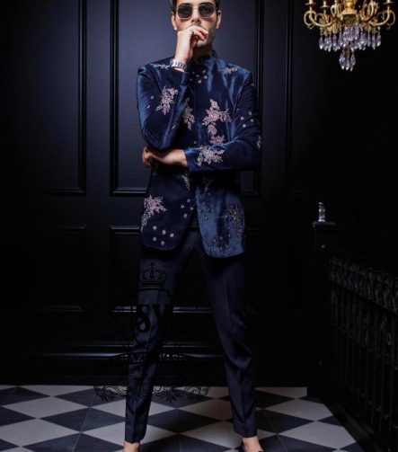 Midnight Blue Prince Coat for Wedding Ceremony Edison New Jersey NJ USA Designer Men's Prince Coat Suits