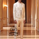 Ivory Self Karandi Silk Embroidered Prince Coat Trondheim Fjord Stylish Embroidered Nikkah Prince Coats